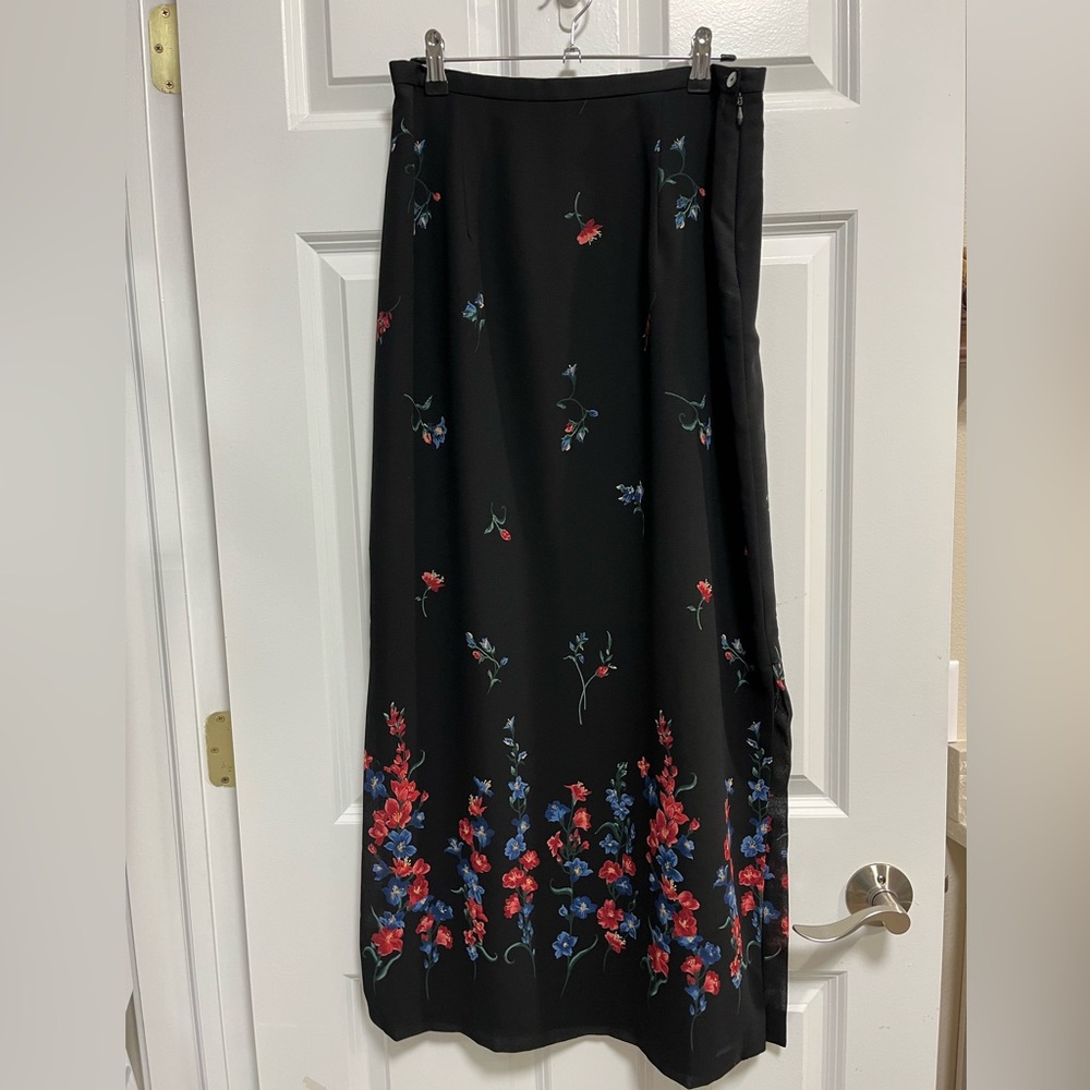Hunt Club Floral Black Maxi Skirt